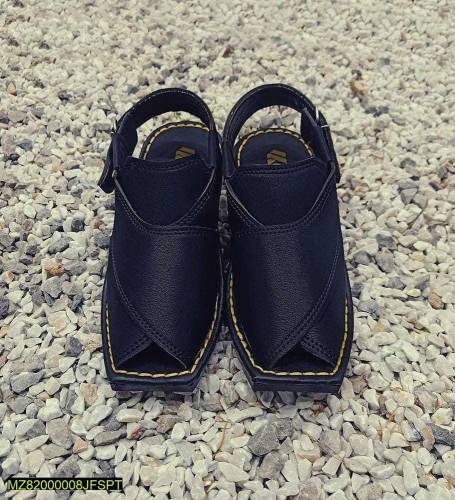 Mens Handmade New Peshawari Chappal Shoes -JF017, Blac