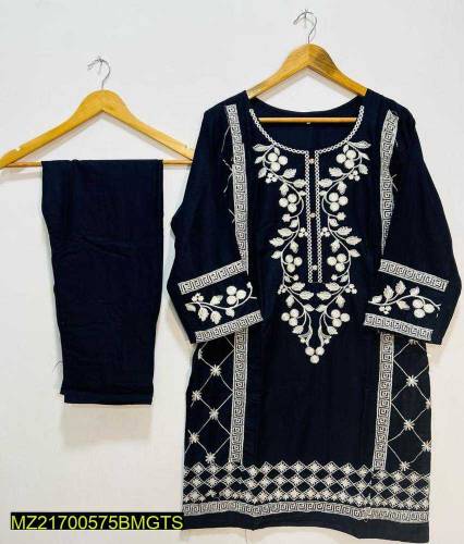 2pcs stiched linen embroidered suit available for sale free home 🚚📦🤩