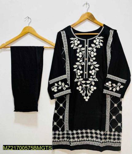 2pcs stiched linen embroidered suit available for sale free home 🚚📦🤩