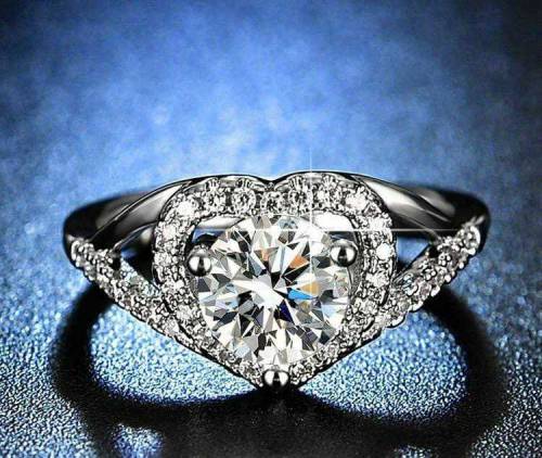 Heart Rhinestone Ring Adjustable