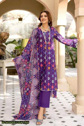 safwa 3pc lawn print suit 