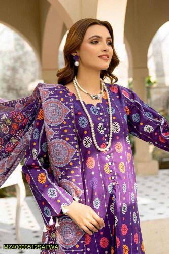 safwa 3pc lawn print suit 
