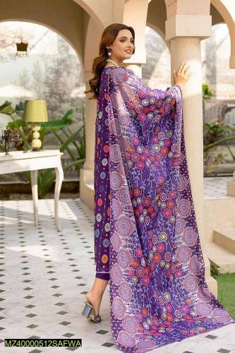 safwa 3pc lawn print suit 
