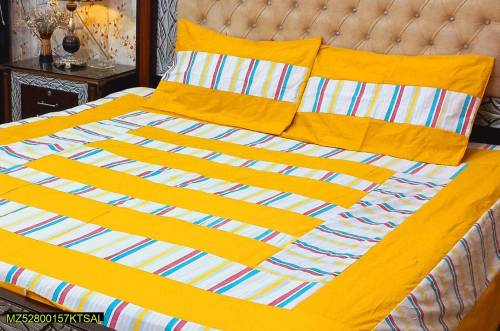 3PC'S COTTON SOTTON PATCH WORK DOUBLE BED SHEET 