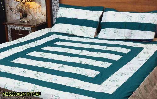 3PC'S COTTON SOTTON PATCH WORK DOUBLE BED SHEET 