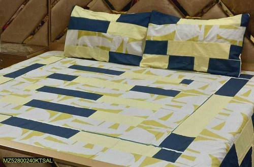 3PC'S COTTON SOTTON PATCH WORK DOUBLE BED SHEET 