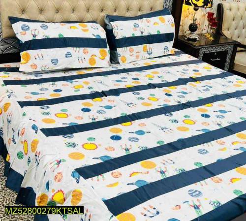 3PC'S COTTON SOTTON PATCH WORK DOUBLE BED SHEET 