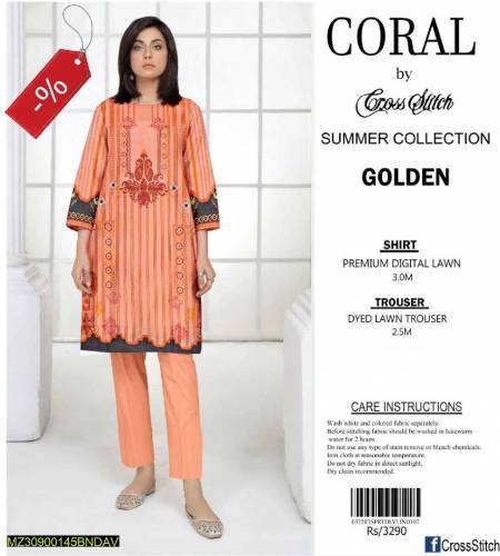 Corel women unstiched lawn printed suit