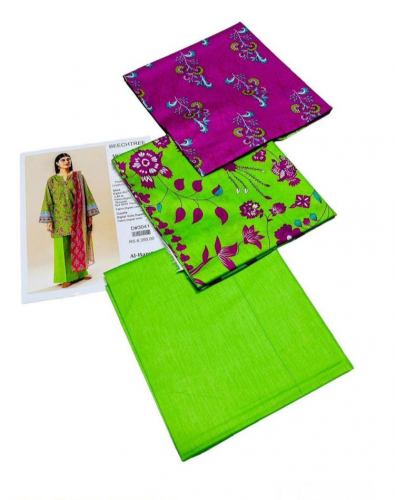 3Pcs Womens Unstiched Lawm Digital print suit
