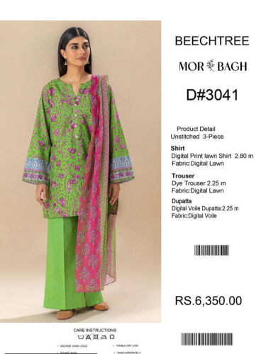 3Pcs Womens Unstiched Lawm Digital print suit