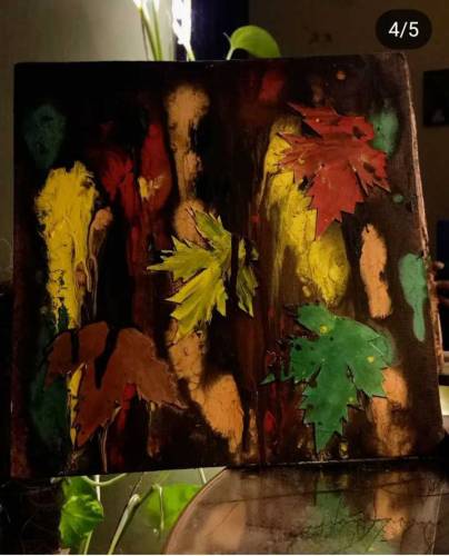 painting with original leaves