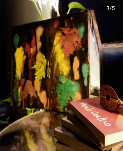 painting with original leaves