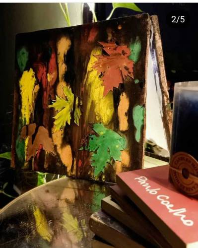 painting with original leaves