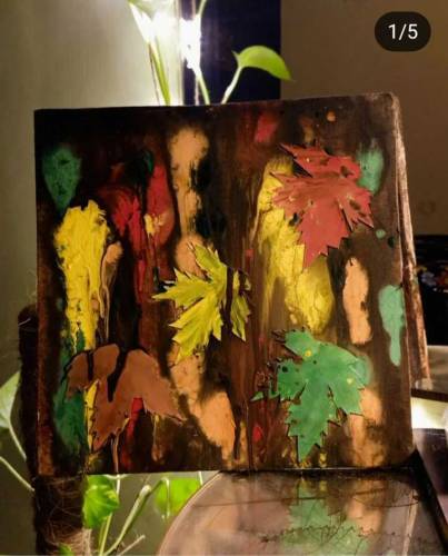 painting with original leaves