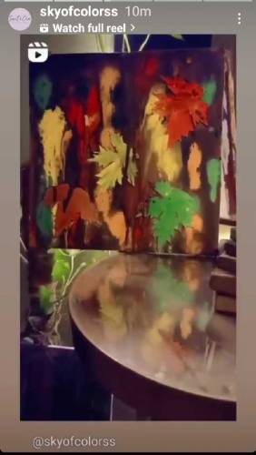 painting with original leaves