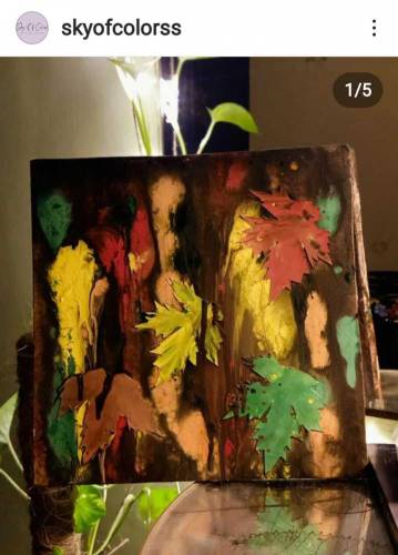 painting with original leaves