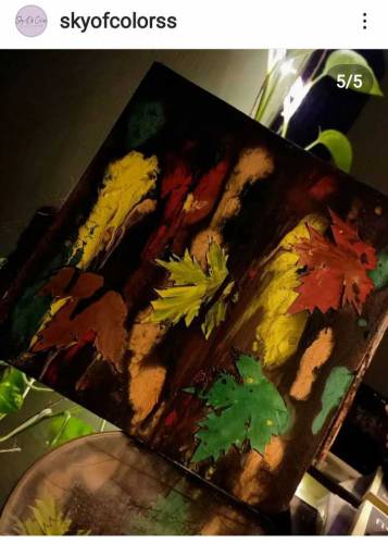 painting with original leaves