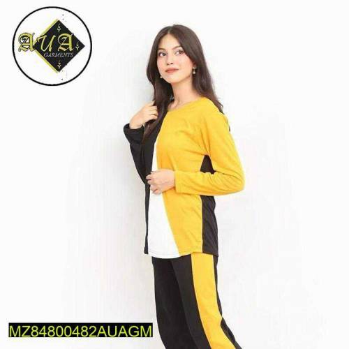 2 Pcs Women's stitched jersey printed night suit