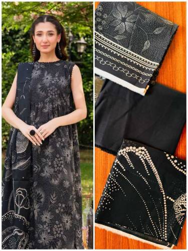 3pc unstitch lawn suit
