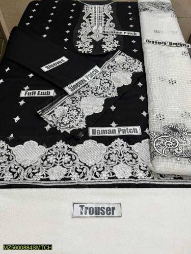 3 piece women unstitched printed suit 