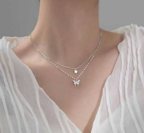 1 pcs Alloy Sliver Plated Double Layered Butterfly Design Pendent
