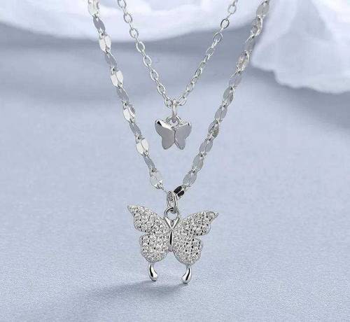 1 pcs Alloy Sliver Plated Double Layered Butterfly Design Pendent