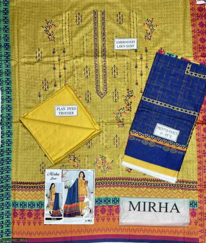 3pcs women's unstitched lawn printed suit