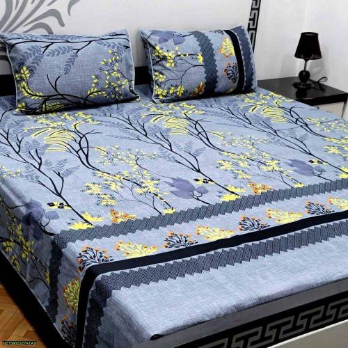 3 pcs cotton printed double bedsheet