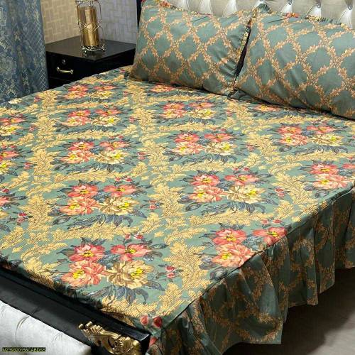 3 pcs cotton printed double bedsheet