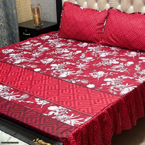 3 pcs cotton printed double bedsheet