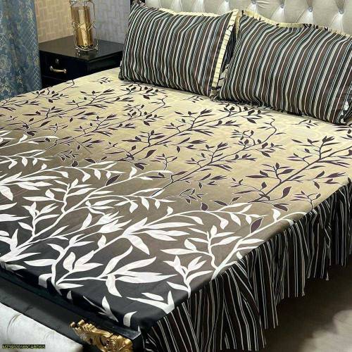 3 pcs cotton printed double bedsheet