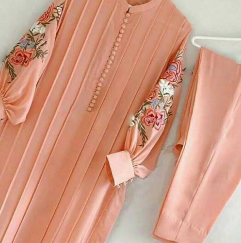: 2 Pcs Women's Stitched Linen Embroidered