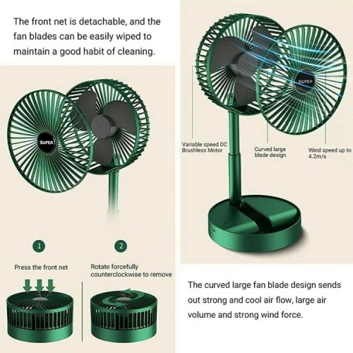 Portable Rechargeable Telescopic Folding Fan 