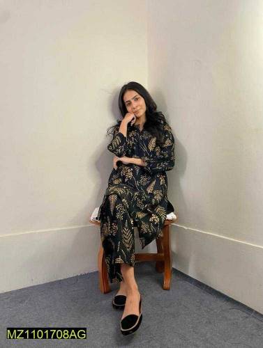 Women's Stitched Linen Embroidered Suit 