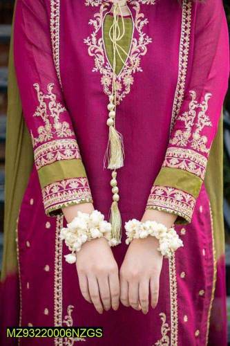 3 pcs women's unstitched lawn sequince embroidered suit 