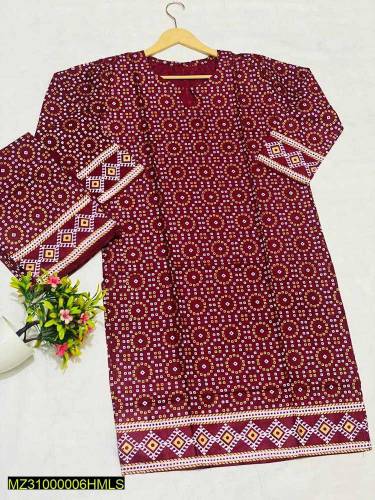 2Pcs Women's Stitched Lawn Printed Shirt and Trouser