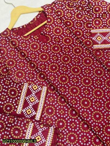 2Pcs Women's Stitched Lawn Printed Shirt and Trouser