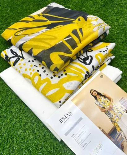branded 3pcs unstitched suit fabric lawn dupatta lawn and chafon mix 
