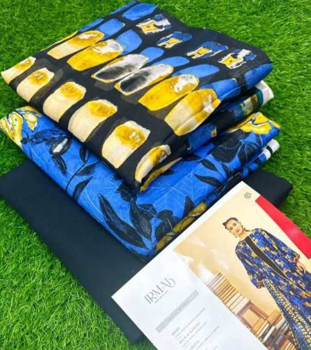 branded 3pcs unstitched suit fabric lawn dupatta lawn and chafon mix 