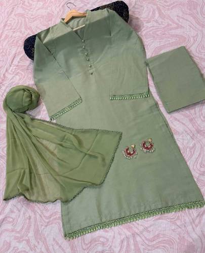 #basicpretPure LawnShirt+pentChiffon dupta with lace 