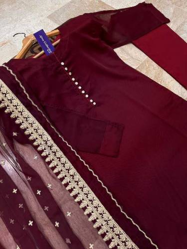 3pcs shiffon stitched suit 