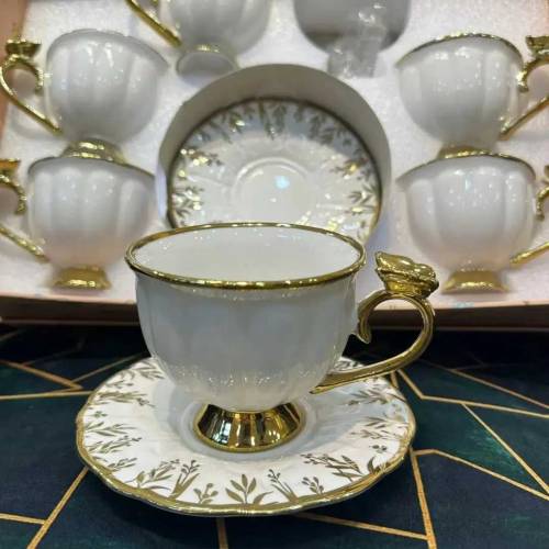 imported tea set with 6 cups and 6 saucers in high quality material 
