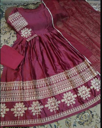 3 pic womans stitched silk embroidered maxi price only 3000
