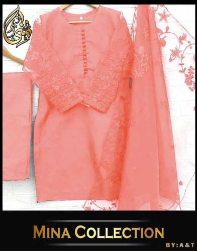 3pcs embroidered suit with embroidered dupatta