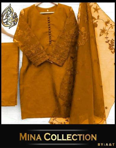 3pcs embroidered suit with embroidered dupatta