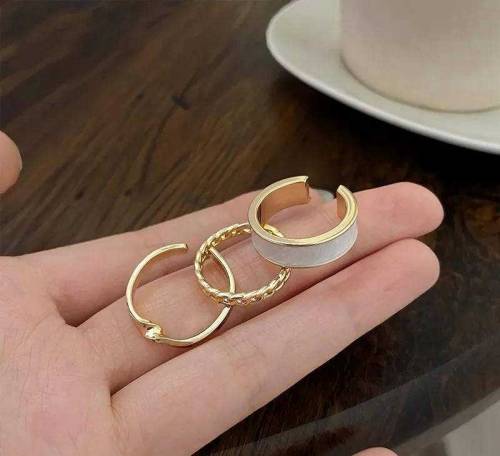 3 Pcs Alloy Gold Plated Dainty Plain Ring Set