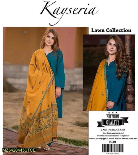 3 pcs woman unstitched lawn