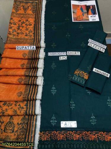 3 pcs woman unstitched lawn