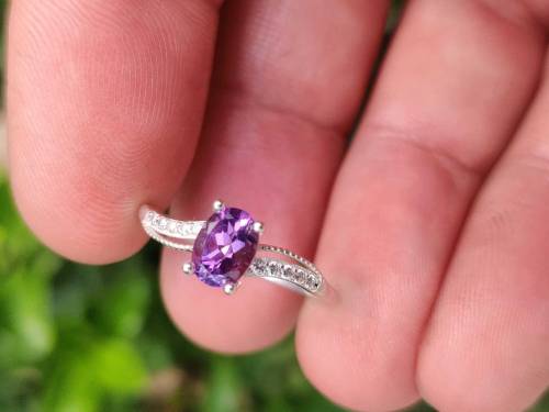 natural beautiful amytest ladies Ring meterial silver 