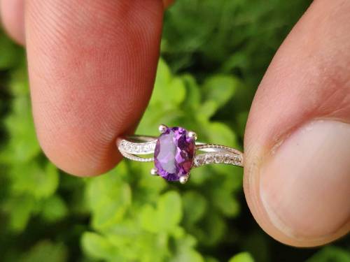natural beautiful amytest ladies Ring meterial silver 